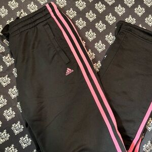 Adidas Joggers Black with Pink Stripes